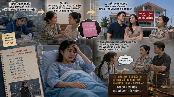 Tôi phải làm gì để lấy lại số tiền mồ hôi nước mắt của mình trong 7 năm qua? Tôi có nên kiện mẹ với anh tôi không? (Ảnh: AI)