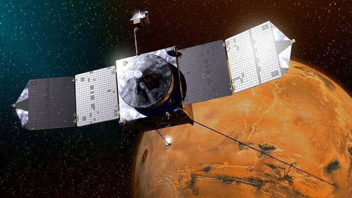 Hình ảnh minh họa về tàu vũ trụ MAVEN của NASA tại sao Hỏa. (Nguồn: Interestingengineering)
