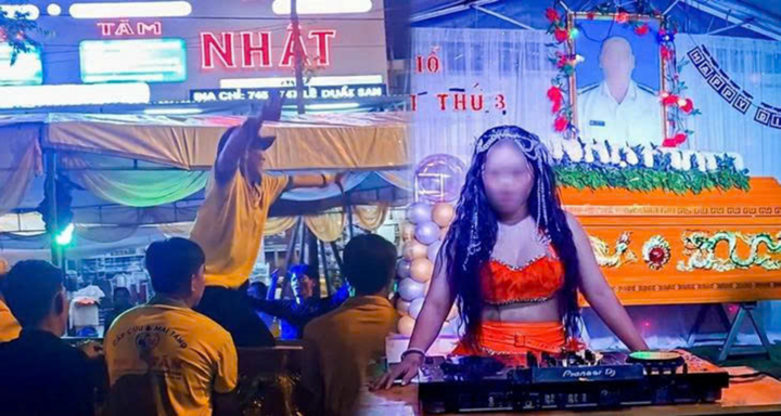 Công an Cần Thơ xác minh clip nhóm người khiêng quan tài 'người sống' diễu hành. (Ảnh cắt từ clip)