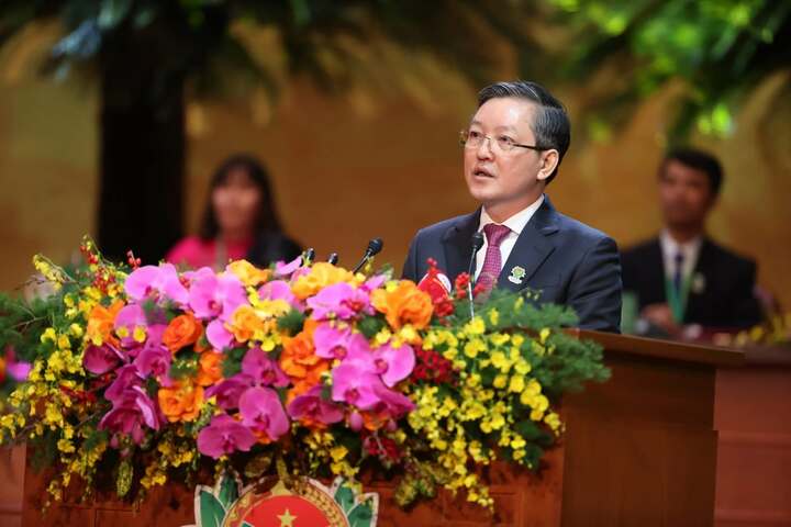 Ông Lương Quốc Đoàn, Uỷ viên Trung ương Đảng, Chủ tịch Ban Chấp hành Trung ương Hội Nông dân Việt Nam chủ trì, điều hành Đại hội.