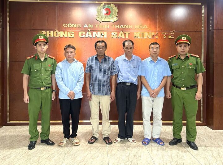 4 bị can tại cơ quan công an. (Ảnh: Công an Thanh Hóa)