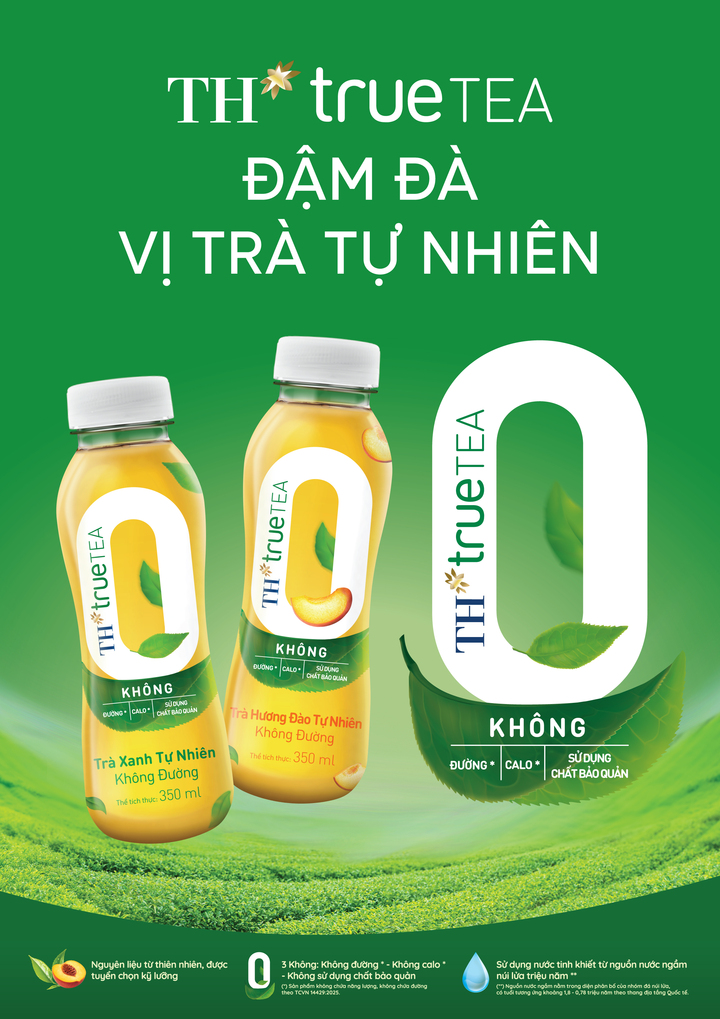 Trà không đường TH true TEA có hai hương vị: Trà Xanh Tự Nhiên Không Đường và Trà Hương Đào Tự Nhiên Không Đường.