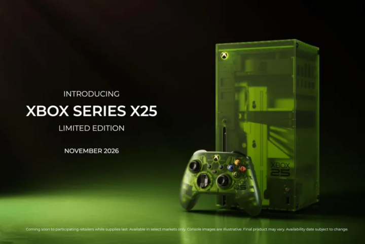 Phiên bản Xbox 25th Anniversary màu xanh lá trong suốt cùng tay cầm đặc biệt được Microsoft giới thiệu nhân dịp kỷ niệm 25 năm. (Nguồn: Micosoft)