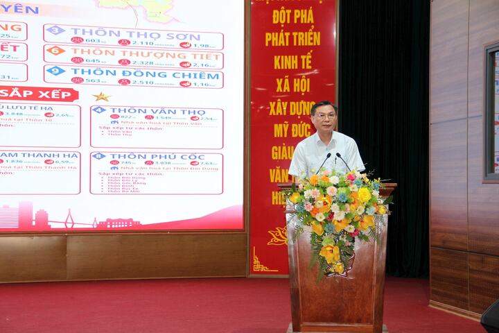 Ông Đặng Văn Cảnh, Bí thư Đảng ủy, Chủ tịch HĐND xã Mỹ Đức, phát biểu kết luận tại hội nghị.