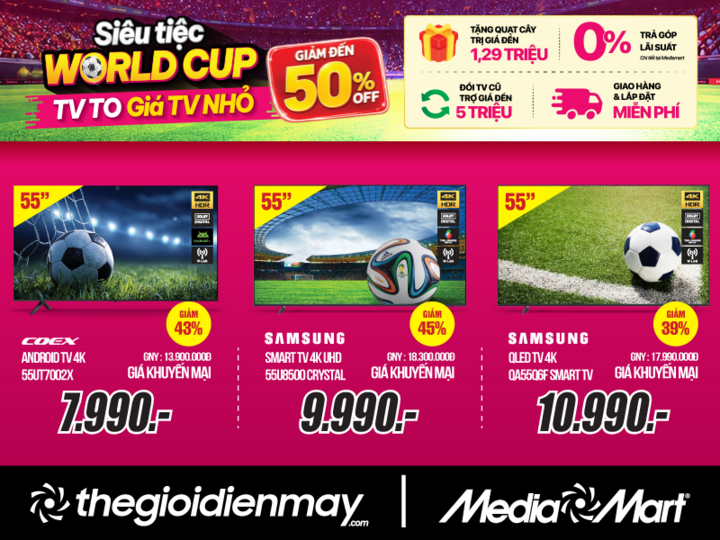 World Cup 2026 nóng dần, TV màn hình lớn giảm giá sâu tại MediaMart - 3