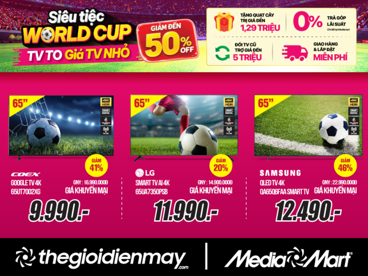 World Cup 2026 nóng dần, TV màn hình lớn giảm giá sâu tại MediaMart - 4