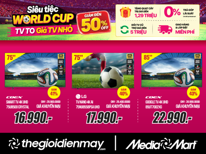 World Cup 2026 nóng dần, TV màn hình lớn giảm giá sâu tại MediaMart - 5