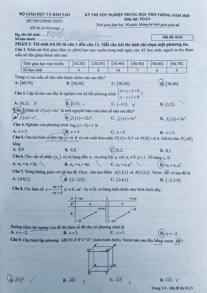 Đề thi môn Toán tốt nghiệp THPT 2026 - 5