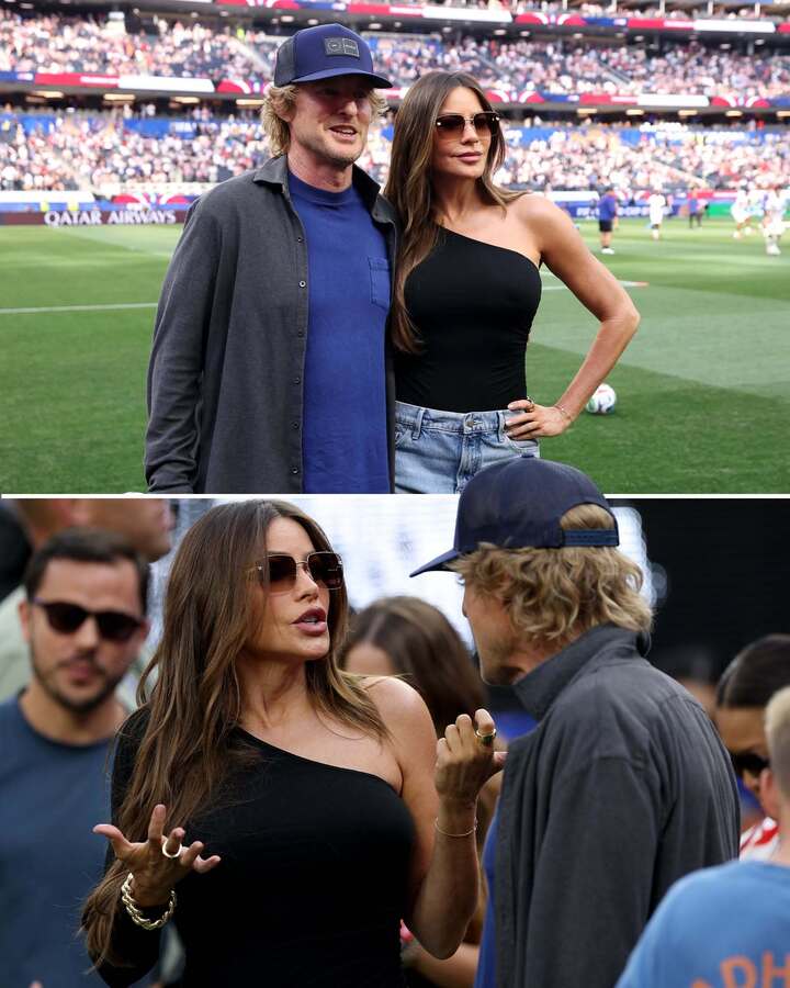 Nữ diễn viên, người mẫu Colombia Sofia Vergara - nổi tiếng trong vai Gloria Delgado của phim "Modern Family" đứng cùng diễn viên Owen Wilson.