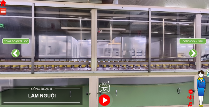 Giao diện trang tham quan nhà máy Acecook Việt Nam online.