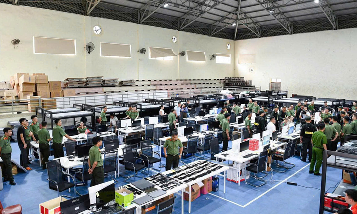 Cận cảnh "đại bản doanh" của nhóm lừa đảo "chuồn" từ Campuchia sang Việt Nam. (Ảnh: Công an tỉnh Phú Thọ)