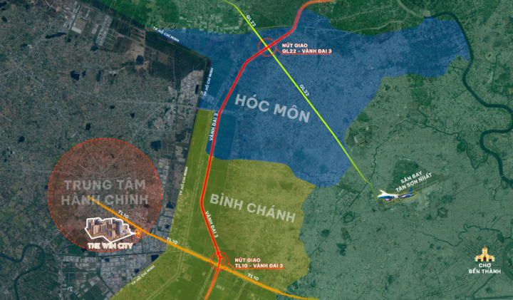 The Win City giáp TP.HCM, cách nút giao Vành đai 3 - Tỉnh lộ 10 chỉ 5 phút di chuyển.