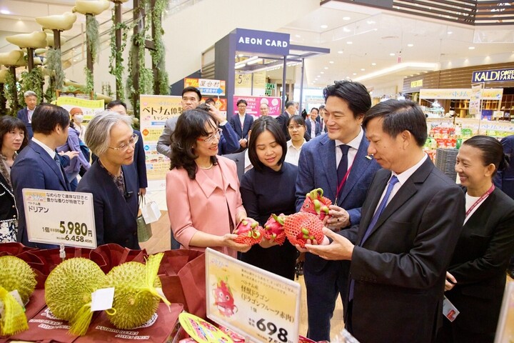 Tuần hàng Việt Nam tại Nhật Bản tiếp tục giới thiệu nhiều loại trái cây chất lượng cao: vải thiều, thanh long, long nhãn, dừa tươi,... từ Việt Nam