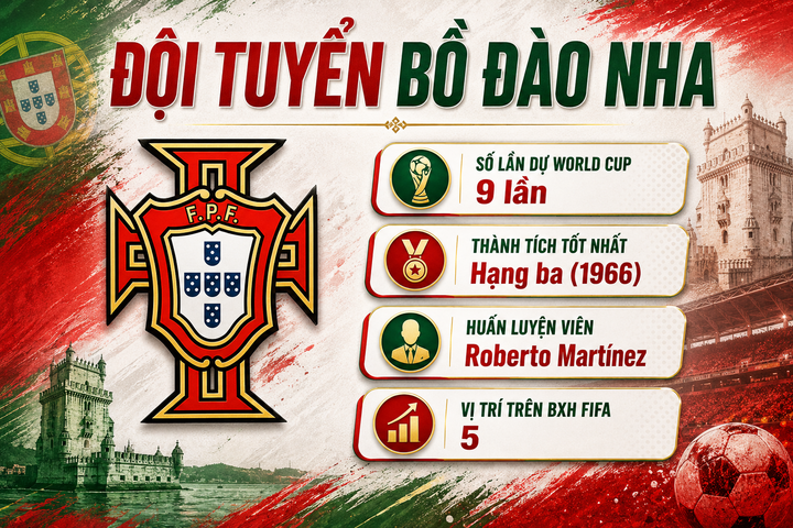 Thông tin đội tuyển Bồ Đào Nha tại World Cup.