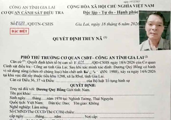Quyết định truy nã đối với Dương Quý Hồng