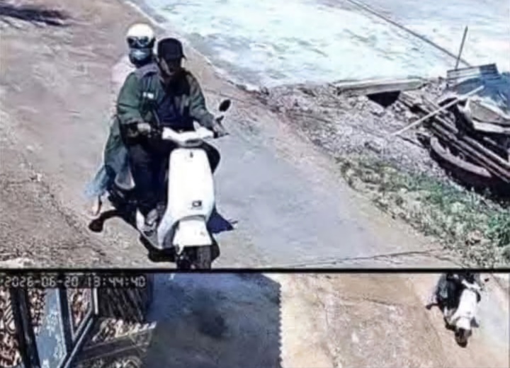Hình ảnh gia đình trích xuất camera thấy N. chở cháu H. trên đường.