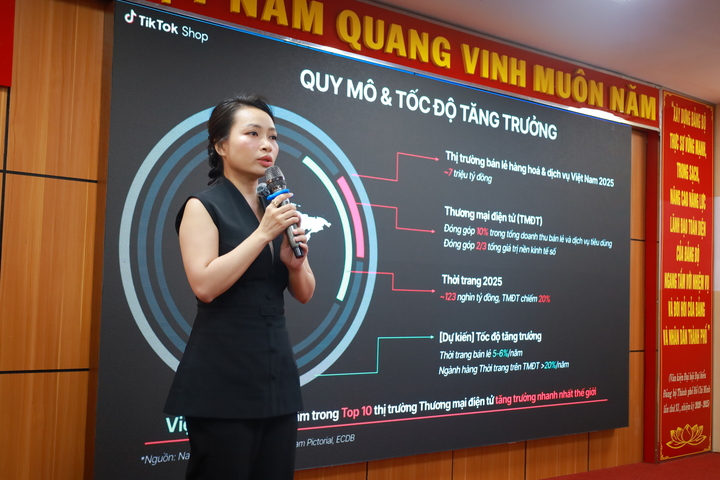Bà Oanh Nguyễn, Giám đốc Ngành hàng Thời trang TikTok Shop, cho biết thời trang là một trong những ngành hàng tăng trưởng nhanh trên TMĐT.