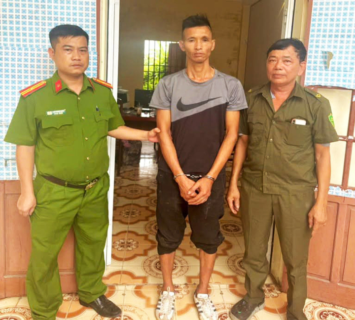 Nghi phạm Đào Xuân Hải tại cơ quan công an.