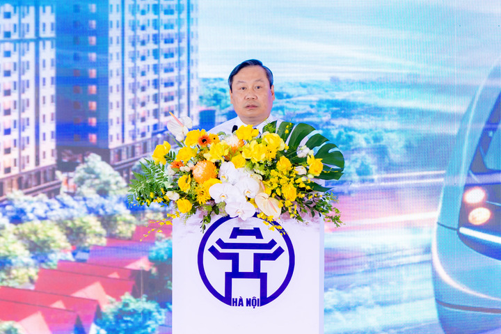 Chủ tịch UBND TP Hà Nội Trần Đại Thắng phát biểu tại lễ khởi công.