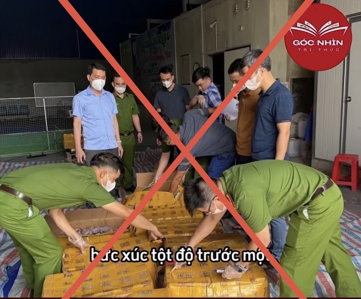Hình ảnh sai sự thật về tôm khô làm bằng cao su non đăng trên Fanpage Facebook có tên “Góc nhìn tri thức”.