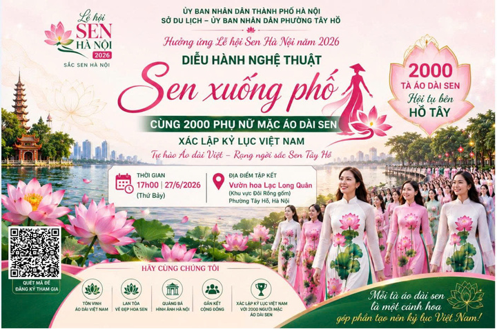 Chương trình diễu hành nghệ thuật "Sen xuống phố" quanh các tuyến đường ven Hồ Tây. (Ảnh:tayho.hanoi.gov.vn)