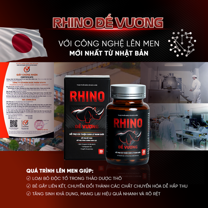 TPBVSK Rhino Đế Vương ứng dụng công nghệ lên men từ Nhật Bản.