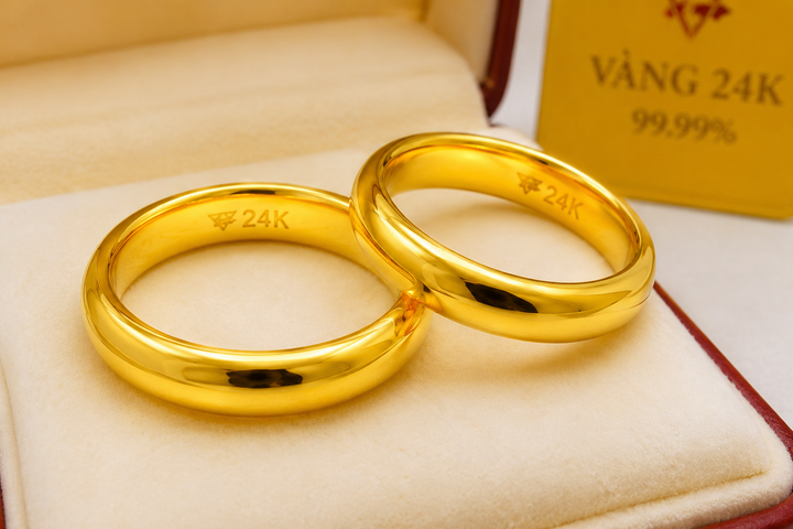 Vàng nhẫn trơn 24K. (Ảnh minh họa: AI)