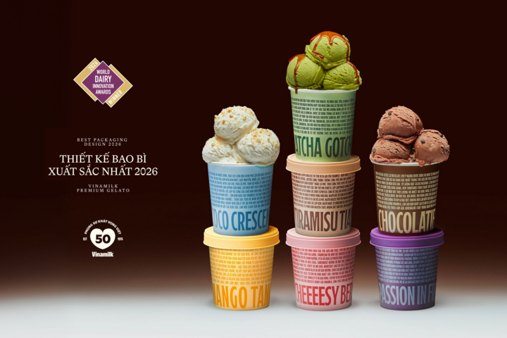 Quyết định táo bạo đi ngược lối mòn trong thiết kế của ngành hàng đã giúp dòng kem Gelato của Vinamilk mang về giải Thiết kế bao bì xuất sắc nhất. (Ảnh: VN)