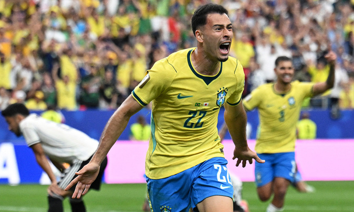 Martinelli ghi bàn ở phút 90+5 giúp Brazil thắng Nhật Bản 2-1. (Ảnh: Reuters)