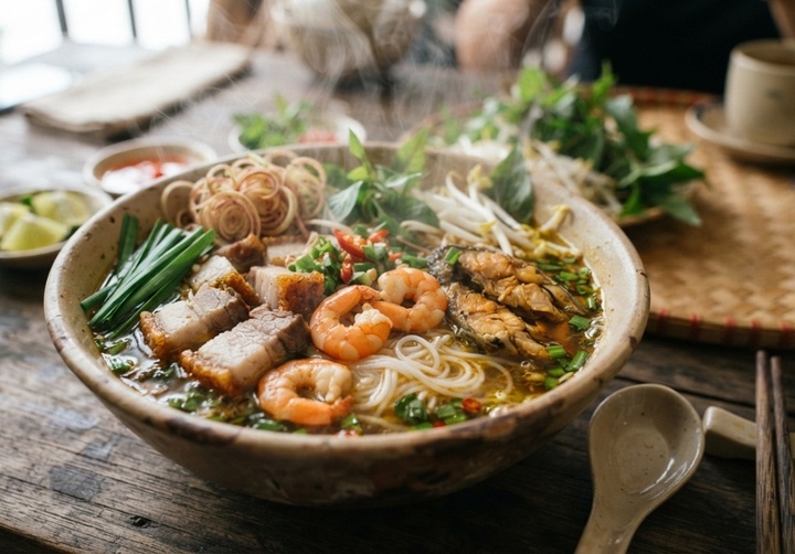 Lý giải tên gọi "bún nước lèo", vì sao nước dùng được gọi là nước lèo Bún nước lèo là kết tinh của cả một quá trình cộng cư, tiếp biến văn hóa và sự sáng tạo không ngừng nghỉ của những người lưu dân. (Ảnh: IG)