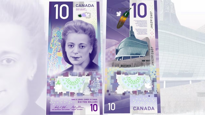 Tờ 10 đô la của Canada thiết kế theo chiều dọc. (Ảnh: CBC)