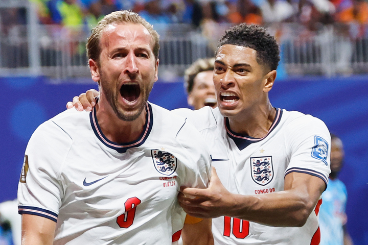 Anh thắng CHDC Congo ở vòng 1/16 nhờ cú đúp muộn của Harry Kane. (Ảnh: AP)