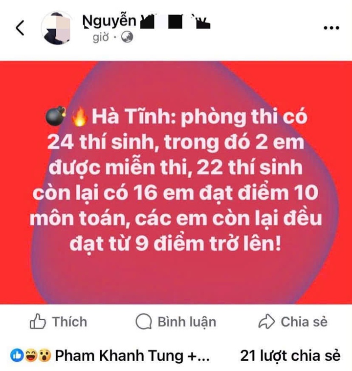 thi ha tinh 1 15354675 - Ph&ograve;ng thi c&oacute; 16/22 th&iacute; sinh đạt điểm 10 m&ocirc;n To&aacute;n, Sở GD-ĐT H&agrave; Tĩnh l&ecirc;n tiếng