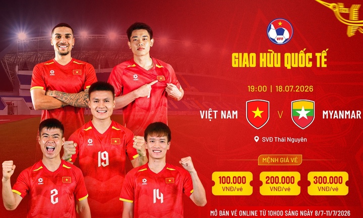 VFF phát hành vé xem đội tuyển Việt Nam đấu Myanmar.