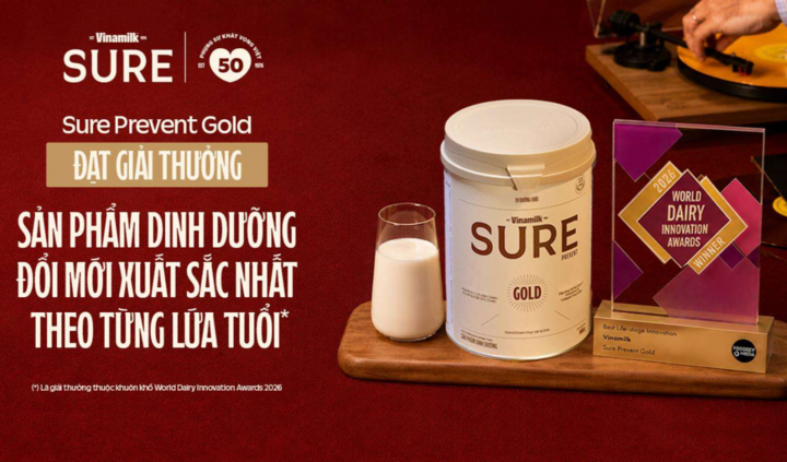 Vượt qua nhiều đối thủ lớn trên thế giới, Vinamilk Sure Prevent Gold vừa xuất sắc được vinh danh là "Sản phẩm dinh dưỡng đổi mới xuất sắc nhất theo từng lứa tuổi" (Ảnh: VN).
