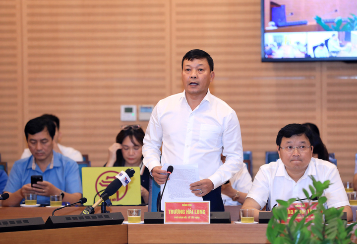 Ông Trương Hải Long, Phó Giám đốc Sở Xây dựng Hà Nội thông tin tại họp báo.