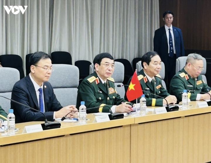 Đại tướng Phan Văn Giang phát biểu tại hội đàm. (Ảnh: VOV-Tokyo)