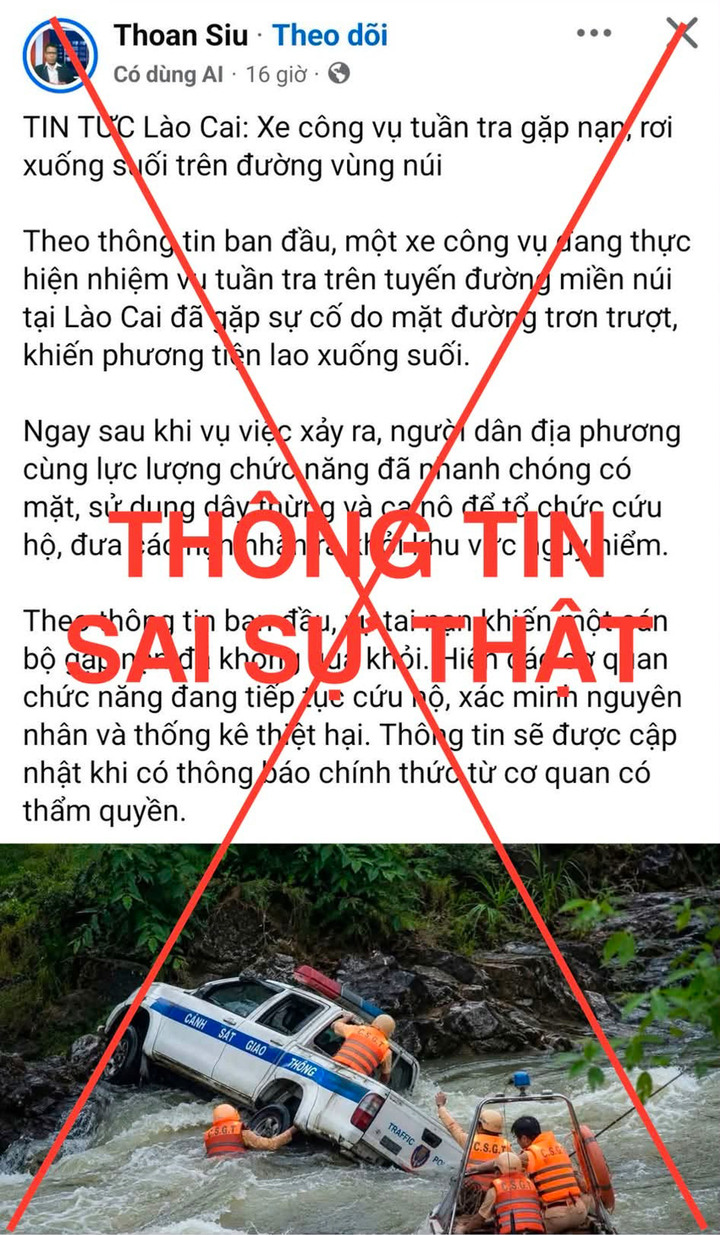 Thông tin sai sự thật lan truyền trên mạng xã hội. (Ảnh: Chụp màn hình)