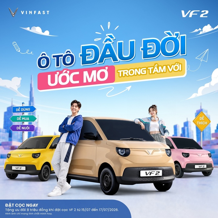 VinFast VF 2 chính thức nhận đặt cọc: Ưu đãi 8 triệu đồng trong 3 ngày ‘vàng’ - 1
