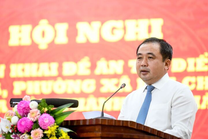Bí thư Thành ủy Hà Nội Trần Đức Thắng phát biểu tại hội nghị.