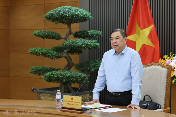 Phó Thủ tướng Thường trực nghe các đại biểu báo cáo, thảo luận tại cuộc họp. (Ảnh: VGP/Phương Nguyên).