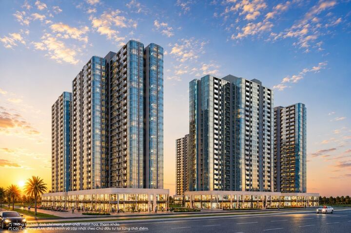 Cụm tòa chung cư được kỳ vọng hình thành cộng đồng hàng chục nghìn cư dân cho siêu đô thị.