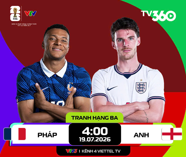 Trận đấu giữa Pháp và Anh được chiếu trực tiếp trên VTV3, VTV6, VTV9 và VTV10.