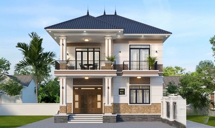 Nhà mái Nhật 2 tầng được nhiều gia chủ lựa chọn. (Ảnh: Vĩnh Tường)