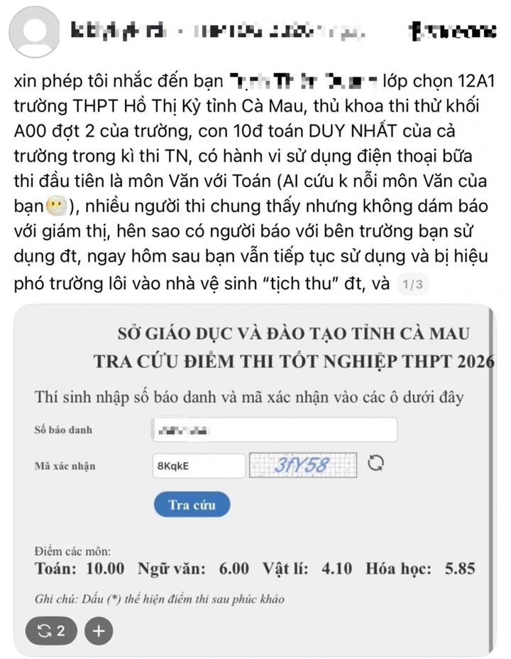 Tài khoản ẩn danh tố cáo vụ việc.
