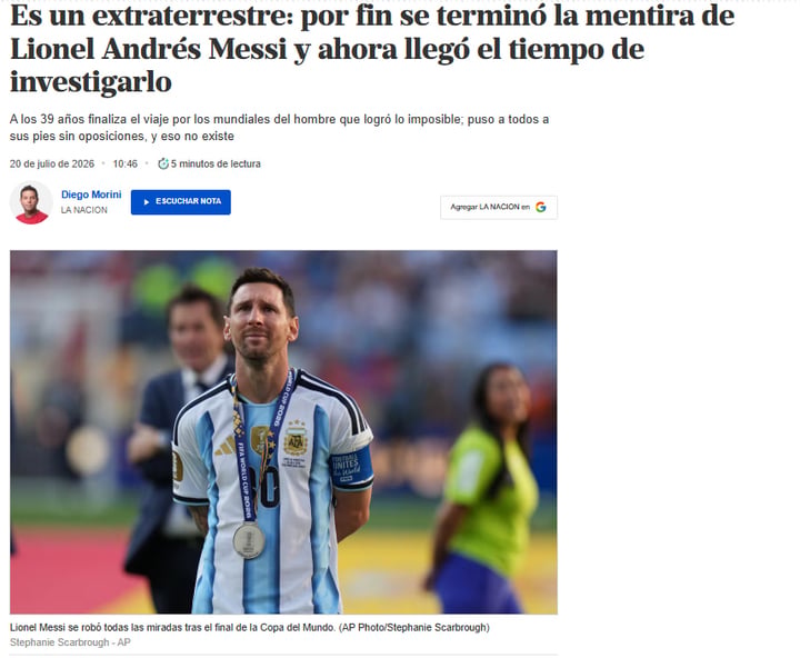 Bài viết trên tờ La Nacion yêu cầu "điều tra" Messi, thực chất là để tôn vinh siêu sao này.