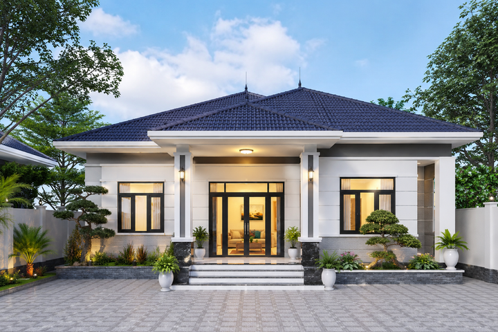 Nhà 1 tầng mái Thái. (Ảnh minh họa: AI)