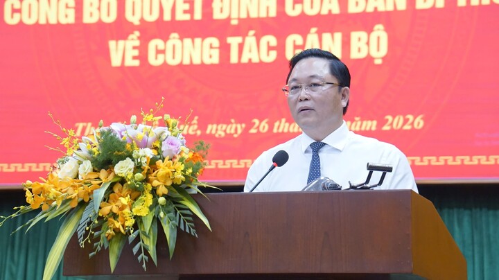 Ông Lê Trí Thanh phát biểu nhận nhiệm vụ mới tại TP Huế.