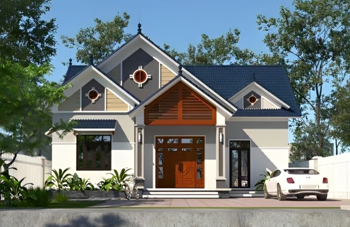 Nhà mái Thái 1 tầng 3 phòng ngủ. (Ảnh: Duraflex)