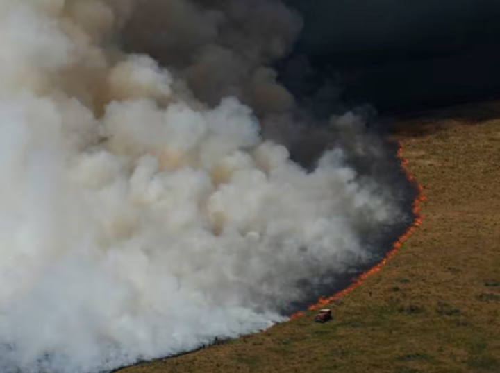 Khói đặc bốc lên từ đám cháy rừng gần Ares, tây nam Pháp, ngày 28/7. (Ảnh: Reuters)